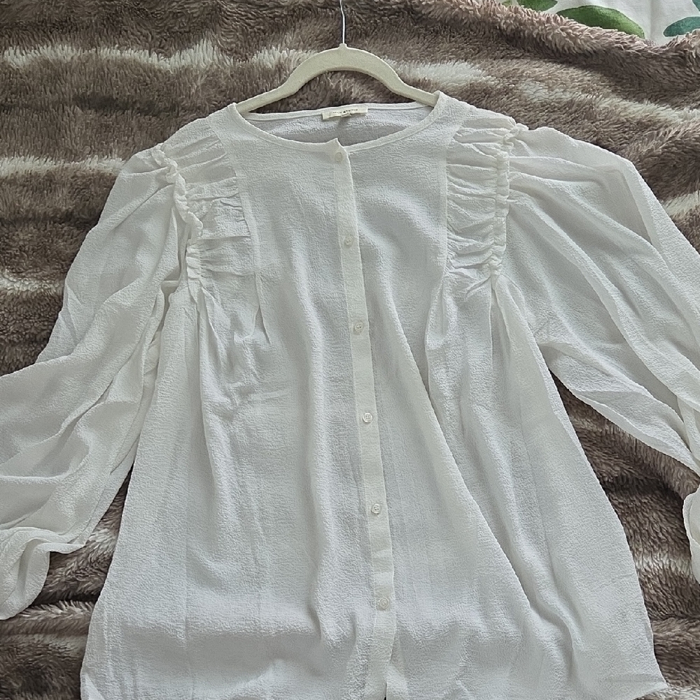 Max Studio Cream Button-Down Blouse